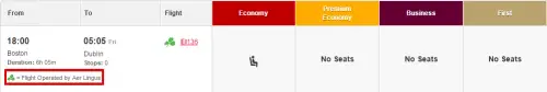 Aer Lingus Availability Through Qantas