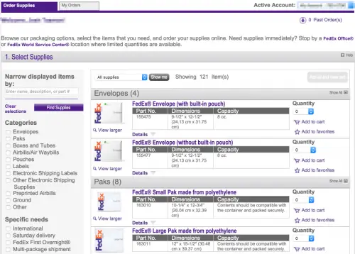 FedEx Order Supplies