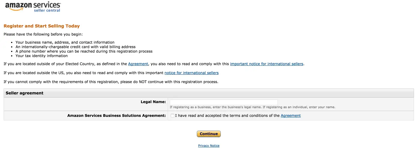 Amazon Seller Step 1